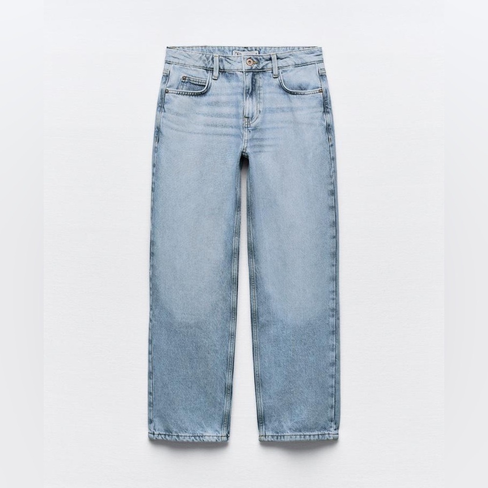 ZARA Baggy Straight Leg Light Wash Jeans High Waisted